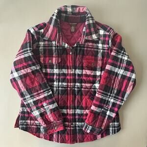 Bit & Bridle Women’s Medium Quilted Jacket Red & Pink Plaid 100% Cotton